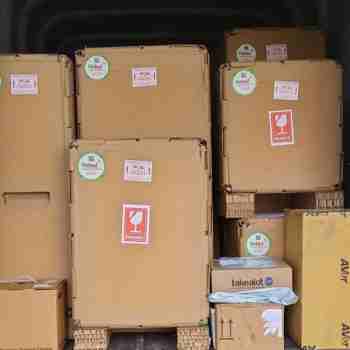 custom made boxes stacked in truck