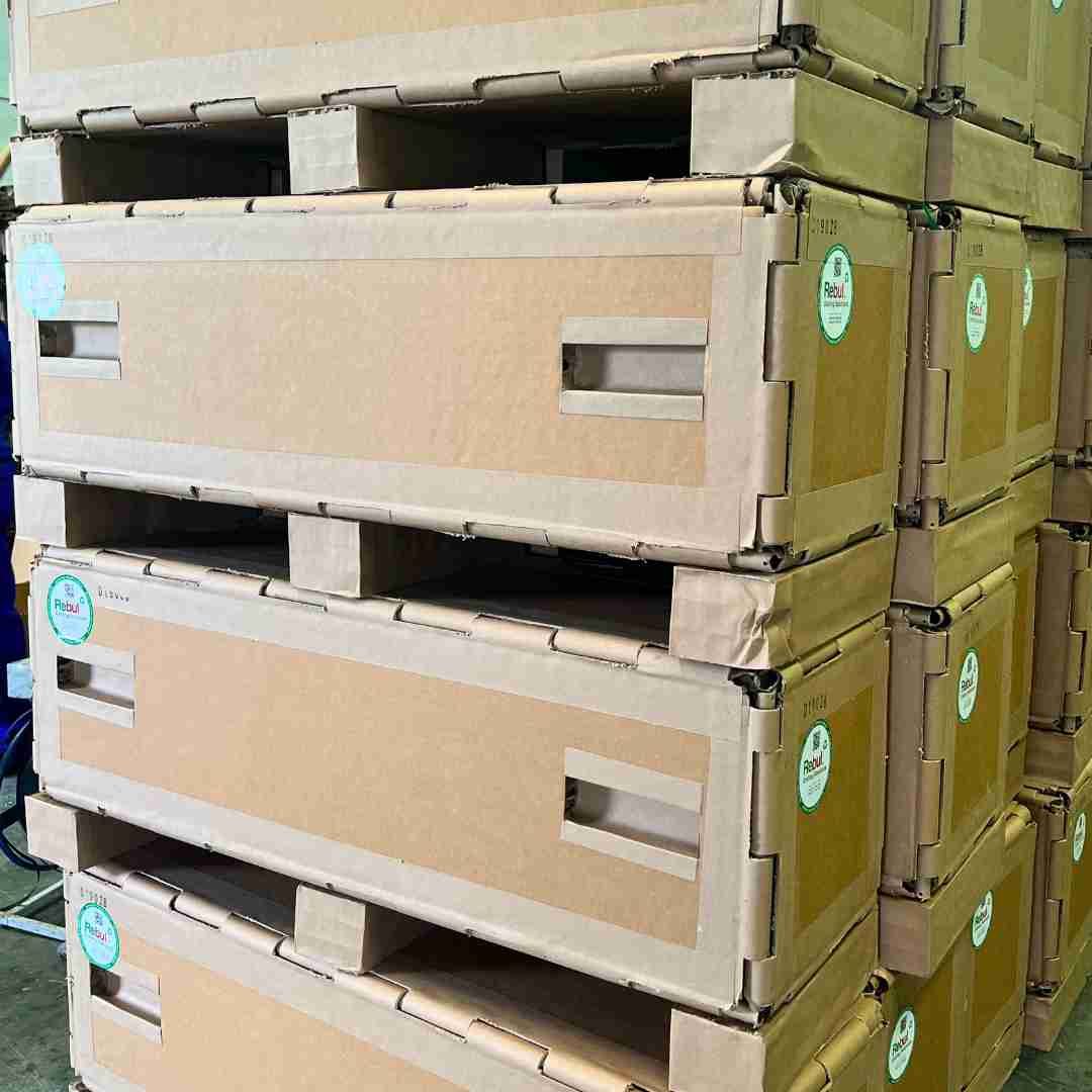 Industrial packaging freight crate with built-in handles for easy transport and secure handling.